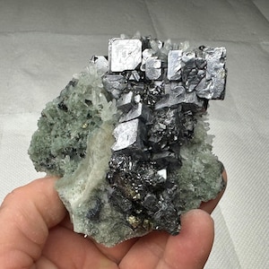 Lovely galena with sphalerite, micro crystals pyrite and quartz with chlorite includings, Bulgaria, Mineral, Natural crystal, Gift, N6907