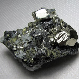 Very aesthetic pyrite with sphalerite and quartz from the famous 9th of September mine, Madan, Bulgaria, Natural crystal, N3891