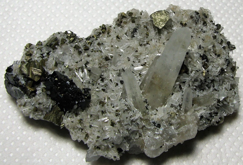 Top condition Stunning quartz with chalcopyrite and sphalerite from the famous 9th of September mine Natural crystal Madan Bulgaria N47