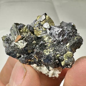Beautiful  shiny pyrite with sphalerite, galena, chalcopyrite and quartz, Madan, Bulgaria, Mineral, Home decor, Gift, N8484