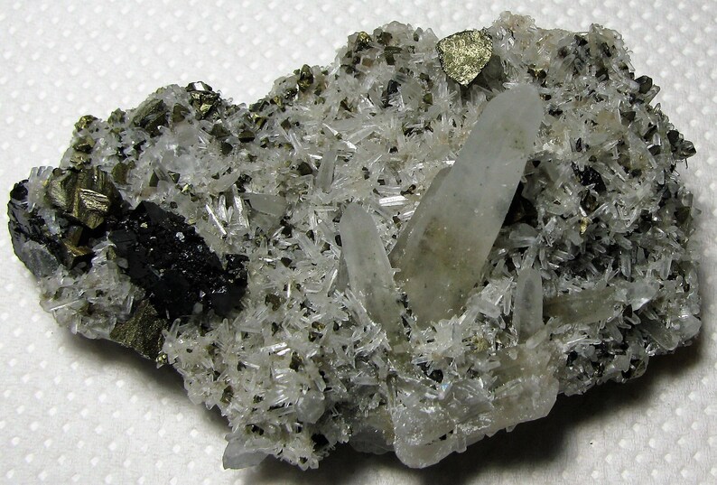 Top condition Stunning quartz with chalcopyrite and sphalerite from the famous 9th of September mine Natural crystal Madan Bulgaria N47