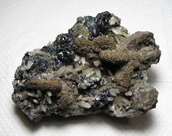 Very rare and interesting sphalerite with oxided rhodochrosite and micro crystal quartz, Madan,Bulgaria, Natural crystal, N3045