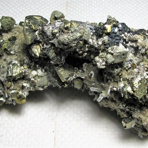 Impressive combination of chalcopyrite and sphalerite on micro crystals quartz, Bulgaria, Natural crystal, N4133