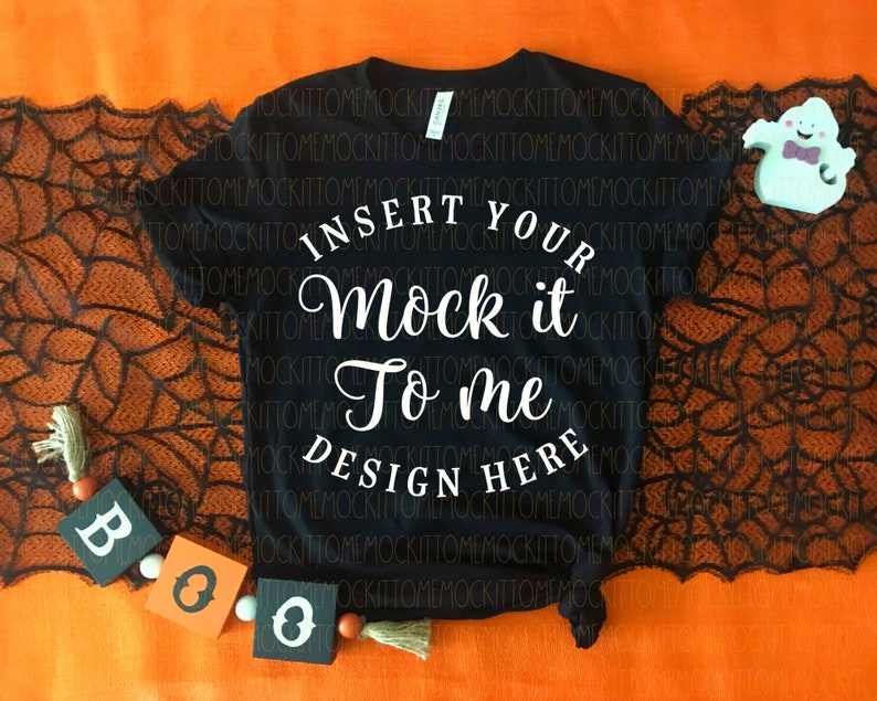 Download Halloween Shirt Mockup with Spider Web Bella Canvas Mockup ...
