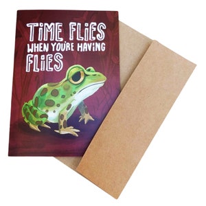 Le temps passe vite lorsque vous avez des mouches - grenouille - carte de vœux vierge
