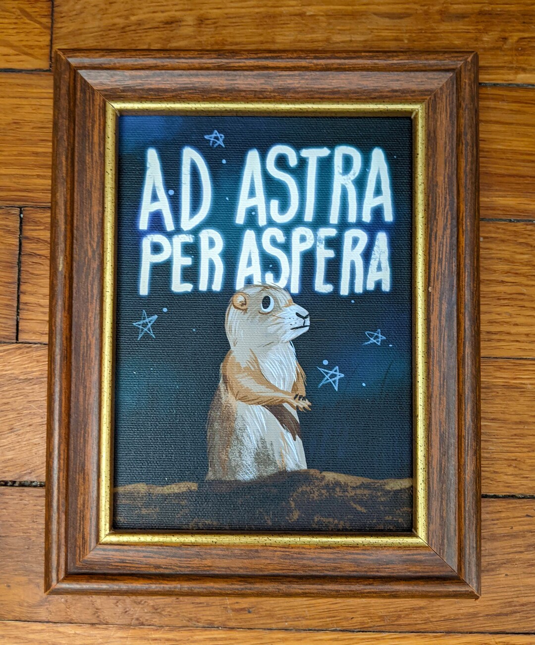 Gift-sized Ad Astra per Aspera Prairie Dog Art Print in Vintage Frame ...
