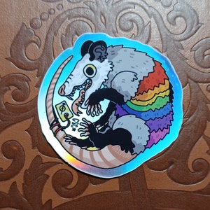 Pride opossum rainbow  shiny sticker