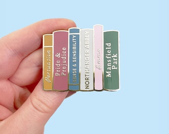 Jane Austen Classics Book Shelf Hard Enamel Pin | Bookish Merch | Gift for Book Lovers | Pride and Prejudice Pin | Literary Gift | Lapel Pin