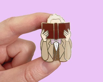 Angel Bookseller Fictional Bookworm Enamel Pin | Bookish Enamel Pin | Fictional Bookworm | Hard Enamel | Literary Gift | Lapel Pin