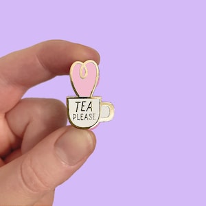 Tea Please Enamel pin | Tea Lover Enamel Pin | Tea Cup Pin | Kawaii Pins | Cute Pastel Pins | Accessories | Lapel Pins | Mini Pin
