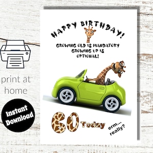 Sofortiger Download und Druck zu Hause 60.Geburtstagskarte - Stay Young! - für Mann, Papa, Ehemann, Freund, Onkel, Frau, Mama, Mama, Ehefrau, Tante