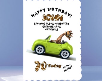 Personalised 70th Birthday Card - Stay Young!  - for man, dad, husband, friend, uncle