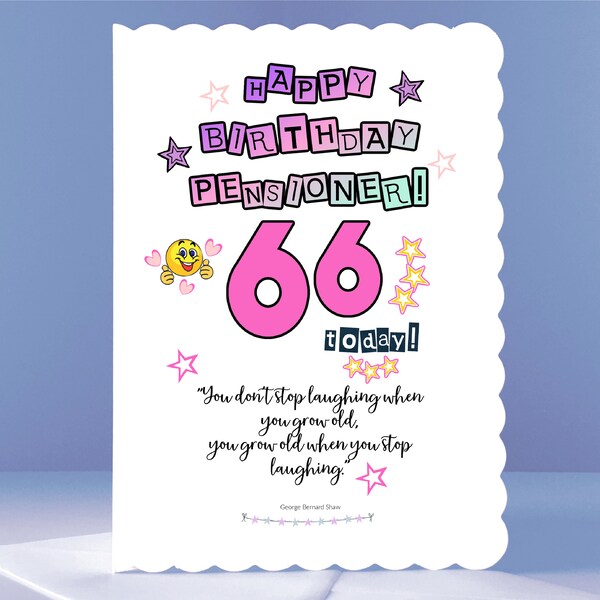 Personalised 66th Birthday Card - New Pensioner Celebration Birthday Card - Don't Stop Laughing!