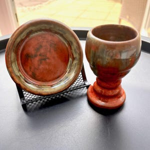 Handmade Stoneware Communion Set | Refiner's Fire Chalice & Plate | Christian Gift | Home Communion | Wheel Thrown Pottery