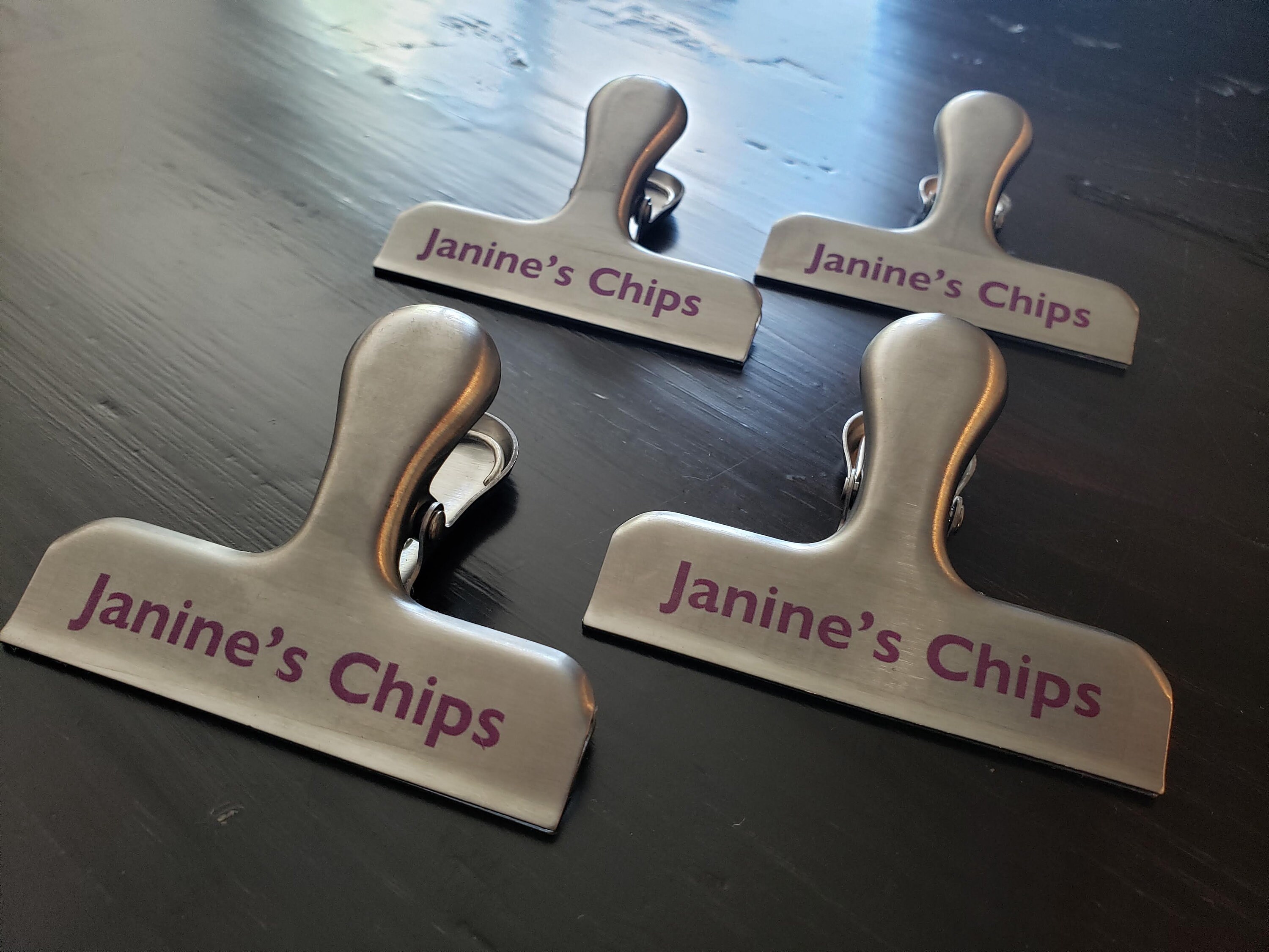 Custom Chip / Coffee / Snack Bag Clips set of Four Potato Chips