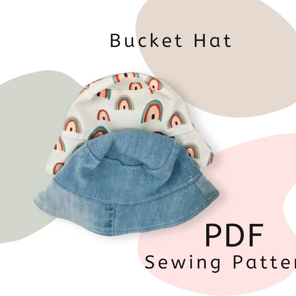 Kids Bucket Hat PDF Patron de couture et tutoriel | Modèle de chapeau de soleil bébé | Chapeau de piscine | Du nouveau-né aux grands enfants