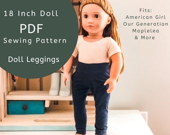 18 inch Doll PDF Sewing Pattern | Doll Clothing Pattern | Doll Leggings PDF Pattern