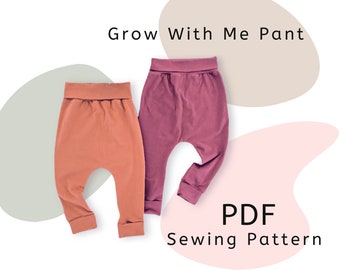 Grow With Me Pants PDF Sewing Pattern and Tutorial | Baby and Toddler Harem Pants | Digital Pattern