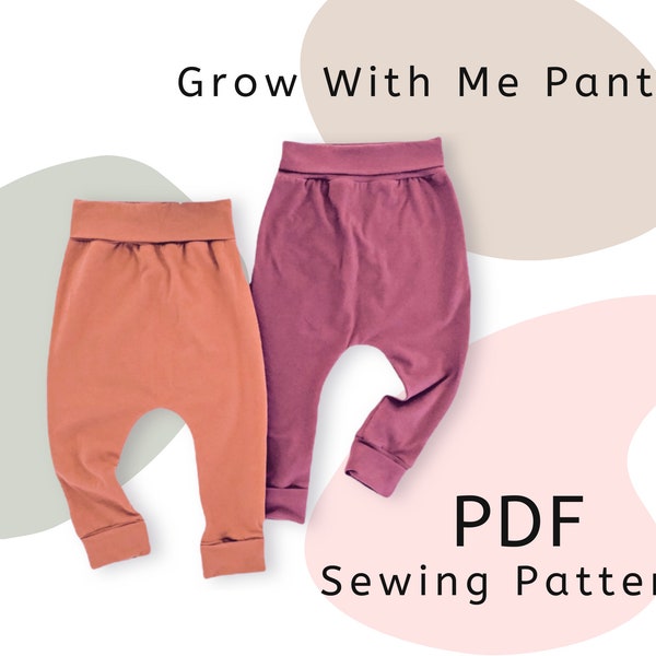 Tutoriel et patron de couture PDF pour pantalons grandir avec moi | Sarouel pour bébés et tout-petits | Modèle numérique