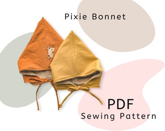 PDF Bonnet Sewing Pattern, Downloadable Tutorial, Baby and Kid Hat Pattern