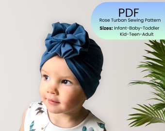 Turban pdf pattern- Rose turban for baby and kids- Kids pdf sewing pattern- DIY Baby Gift