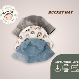 Baby Bucket Hat Pattern Learn to Sew Bucket Hat Easy Sewing Project for Beginners Kids Hat Sewing Pattern PDF Cute Baby Hat Reversible