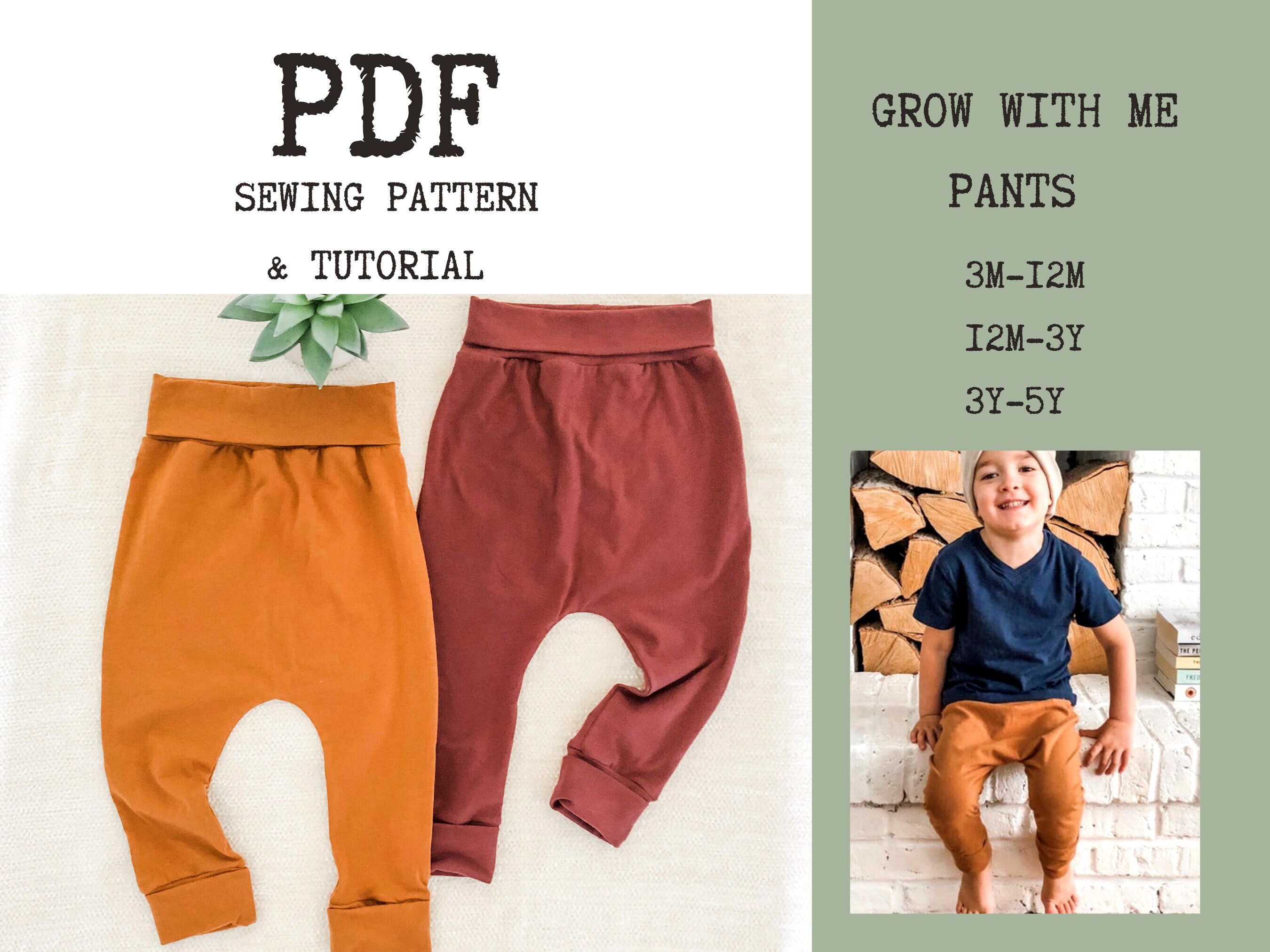 Grow With Me Pants PDF Sewing Pattern and Tutorial Baby and Etsy