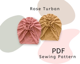 Turban pdf pattern- Rose turban for baby and kids- Kids pdf sewing pattern- DIY Christmas Gift