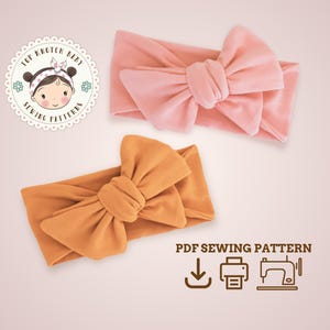 Big Bow Headband Sewing Pattern PDF Headwrap Tie Up Bow Easy Sew Pattern for Baby Kids Bow Headband
