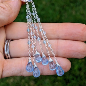 Long blue topaz earrings
