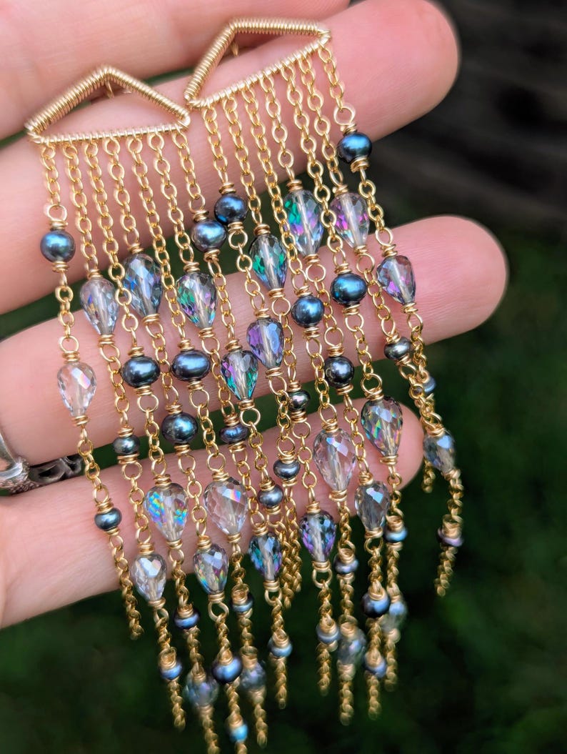 Peacock Tassel Calabash (Totumo) Earrings