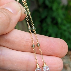 Moldavite and herkimer diamond earrings image 3