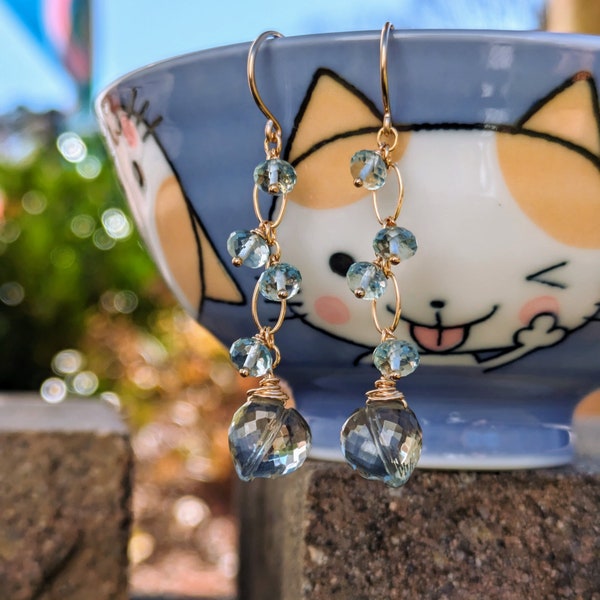 Green amethyst earrings with fluorite quartz