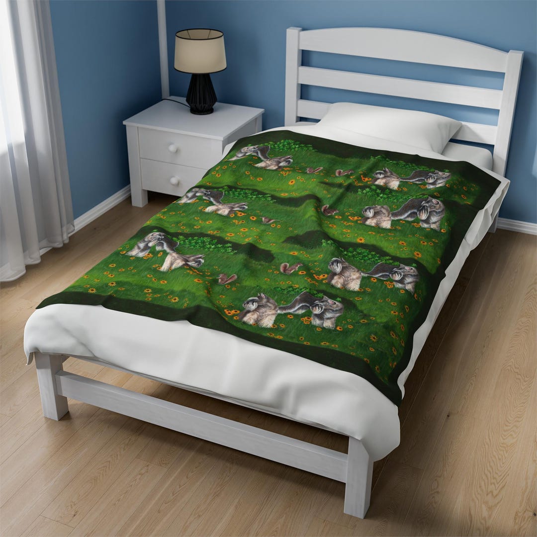 Dog Puppy Schnauzer Pattern Print Blanket