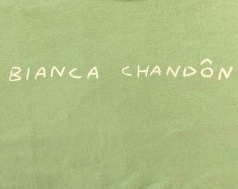 Vintage BIANCA CHANDON Light Green Designer Skateboard T Shirt, XLarge