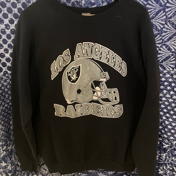 Vintage LA RAIDERS Raglan Sweatshirt, Black, xl - image 1