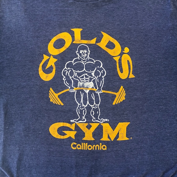 Vintage GOLD'S GYM California Blue Gym T Shirt, Large 