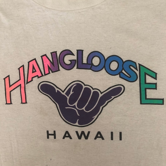 Vintage HANG LOOSE HAWAII White Large T Shirt - image 2