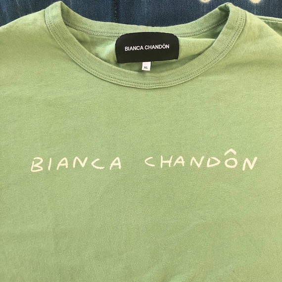 Vintage BIANCA CHANDON Light Green Designer Skateboard T Shirt