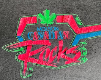 Vintage MOLSON CANADIAN ROCKS T Shirt, Black, xl