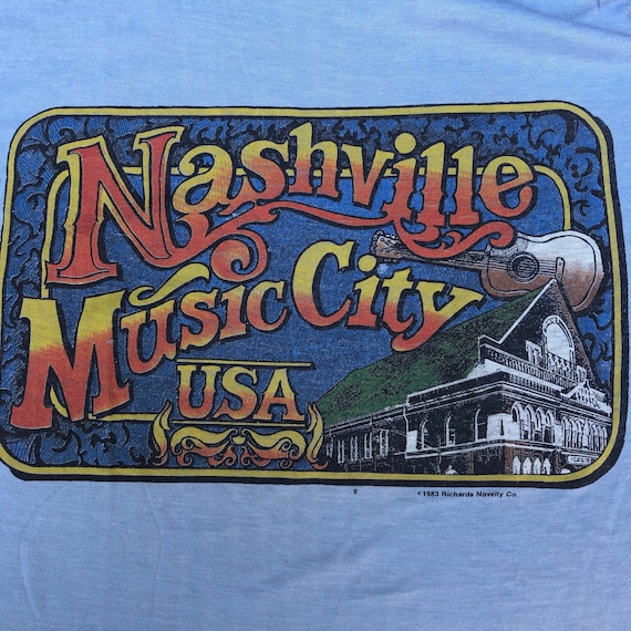 Vintage NASHVILLE Music City Baby Blue Large Rock