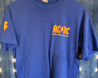 Vintage AC DC T Shirt, Blue, XL