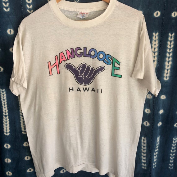 Vintage HANG LOOSE HAWAII White Large T Shirt - image 1