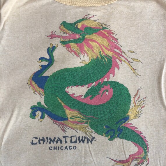 Vintage Chicago CHINATOWN Yellow T Shirt, Large