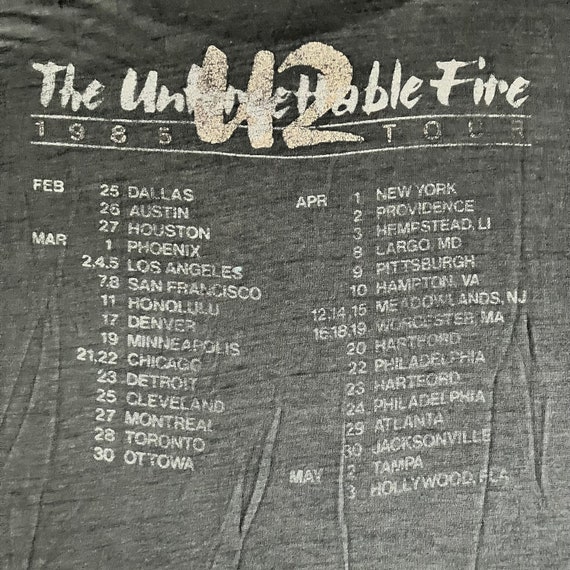 Vintage U2 Unforgettable Fire Tour T Shirt, Black… - image 5