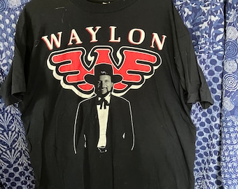 Vintage WAYLON JENNINGS Tee, Black, XL