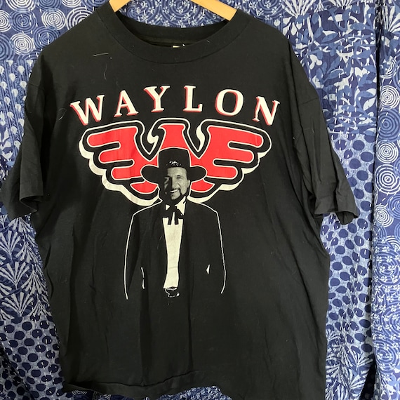 Vintage WAYLON JENNINGS Tee, Black, XL