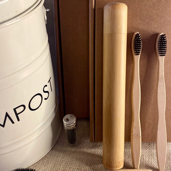 Eco Friendly Bamboo Toothbrush & Bamboo Travel Holder Kit w/ Biodegradable Eco Floss *Buy One Get A 2nd Free!*
