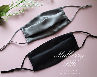 Mulberry Silk Face Mask: Double Layer, Adjustable Straps, Travel Case