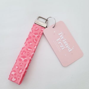 Pink Leopard Key Fob Strap | Wristlet + Lanyard Keychain | Customize your hardware | Free Charm Gift w/ purchase* | Cute gifts for her